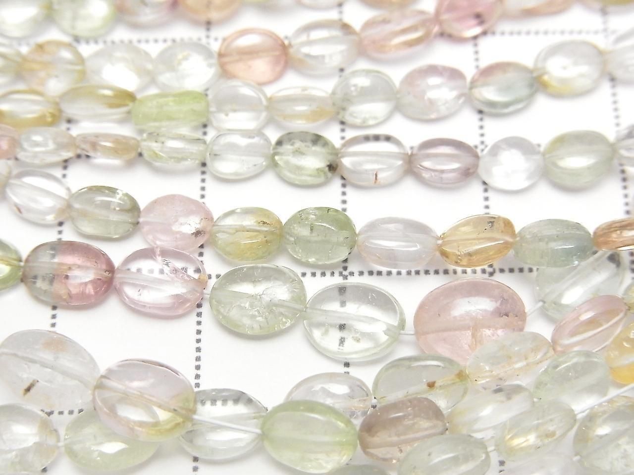 Tourmaline multicolore AA++ ovale 1 fil de perles (env. 15 pouces/36 cm)