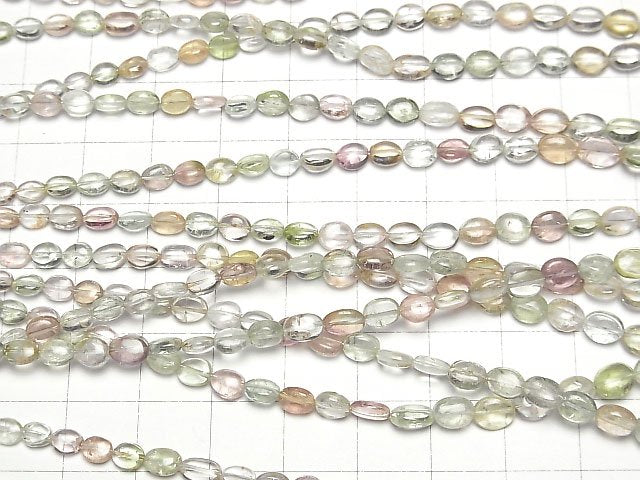 [Video]Multi color Tourmaline AA++ Oval 1strand beads (aprx.15inch/36cm)