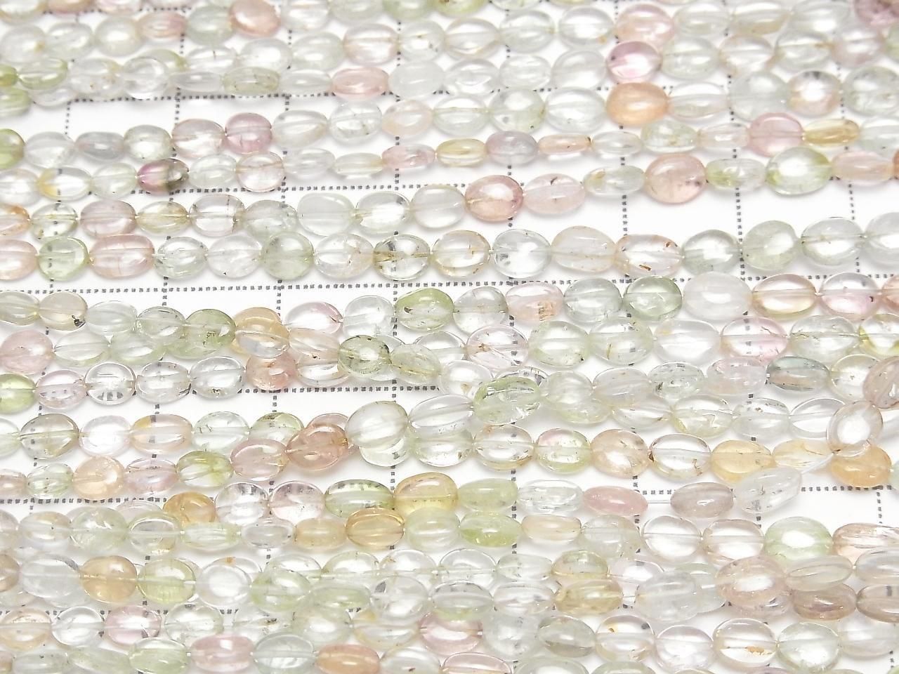 Tourmaline multicolore AA++ ovale 1 fil de perles (env. 15 pouces/36 cm)