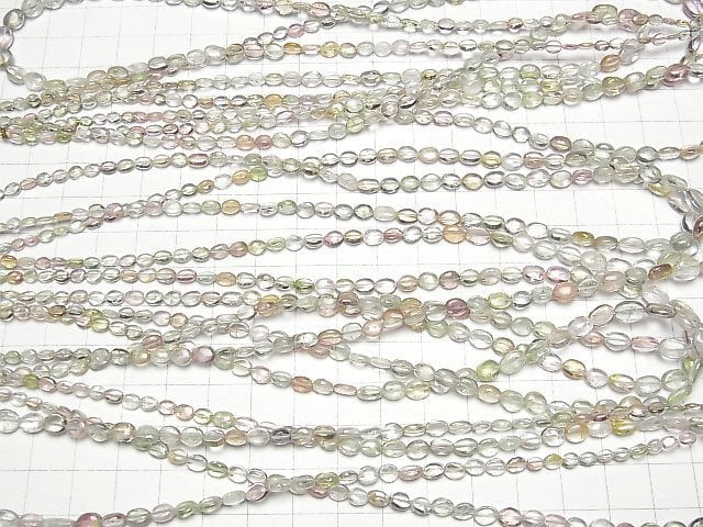 [Video]Multi color Tourmaline AA++ Oval 1strand beads (aprx.15inch/36cm)