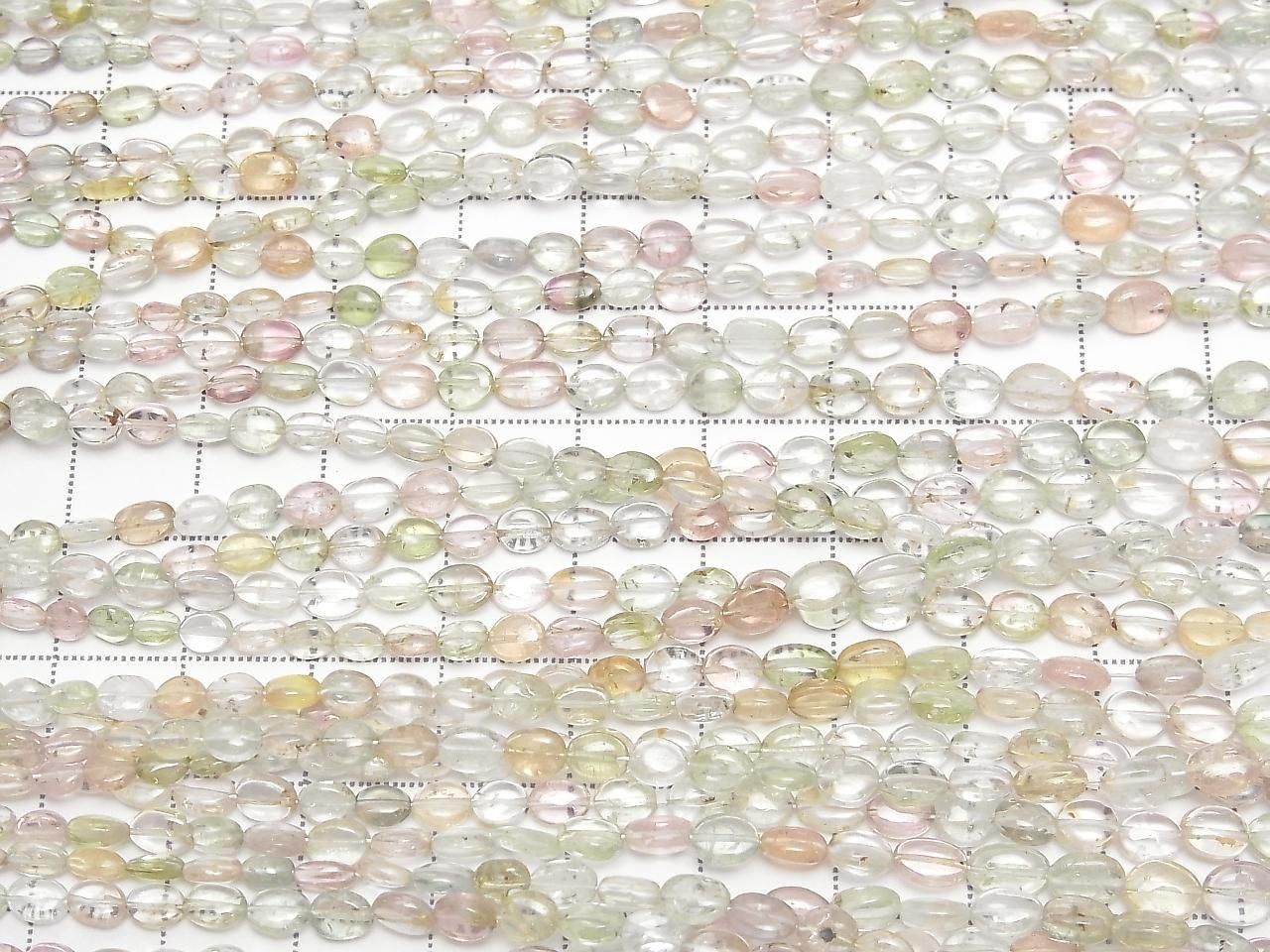 Tourmaline multicolore AA++ ovale 1 fil de perles (env. 15 pouces/36 cm)