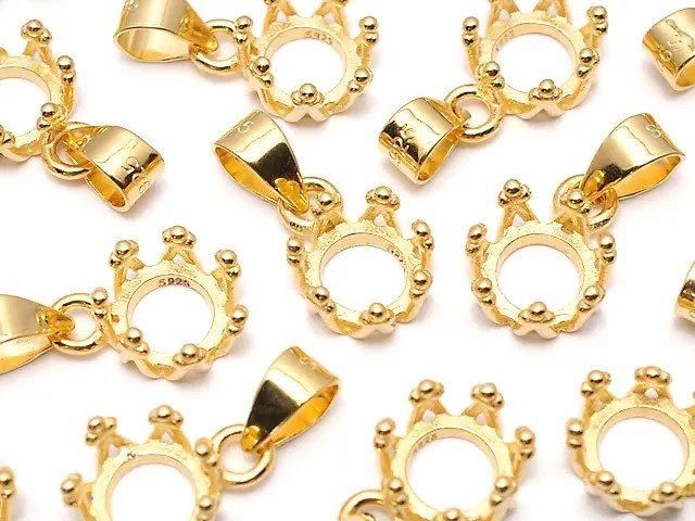[Video] Silver925 Crown Pendant Frame Round 5mm 18KGP 1pc