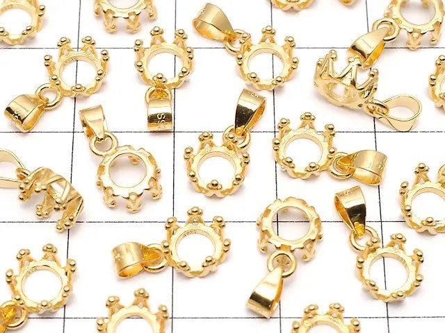[Video] Silver925 Crown Pendant Frame Round 5mm 18KGP 1pc