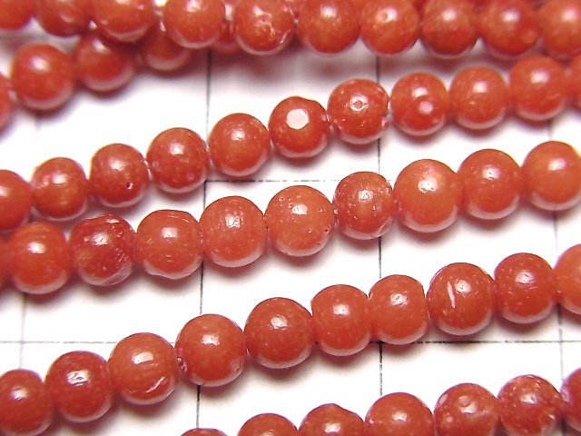 [Video] Sardinian Coral, Red Coral Round 4-4.5mm less 1/4 or 1strand beads (aprx.15inch/37cm)