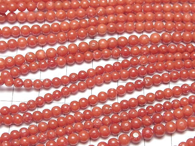 [Video] Sardinian Coral, Red Coral Round 4-4.5mm less 1/4 or 1strand beads (aprx.15inch/37cm)