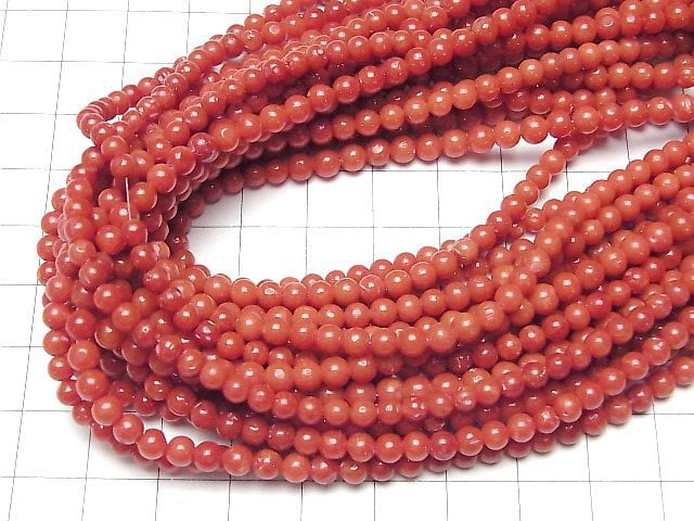 [Video] Sardinian Coral, Red Coral Round 4-4.5mm less 1/4 or 1strand beads (aprx.15inch/37cm)