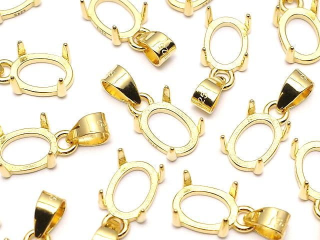 [Video] Silver925 Pendant Frame Oval 7x5mm 18KGP 1pc
