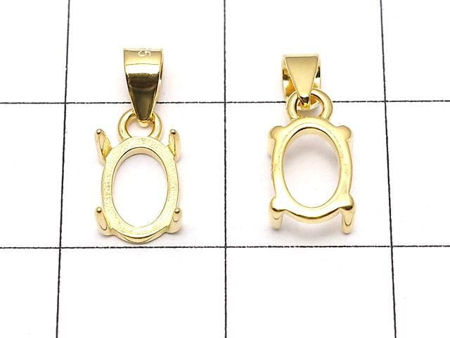 [Video] Silver925 Pendant Frame Oval 7x5mm 18KGP 1pc