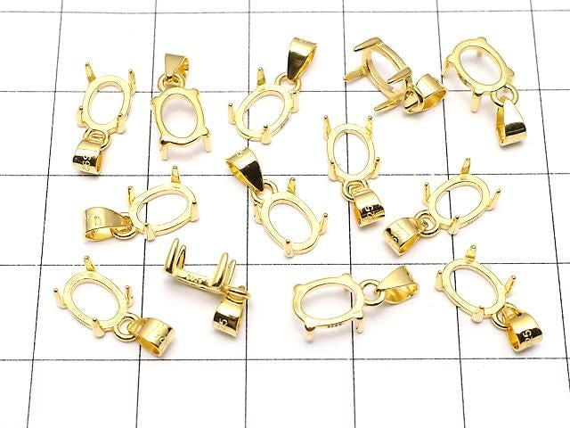 [Video] Silver925 Pendant Frame Oval 7x5mm 18KGP 1pc
