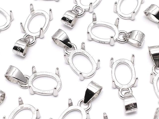 [Video] Silver925 Pendant Frame Oval 7x5mm Rhodium Plated 1pc