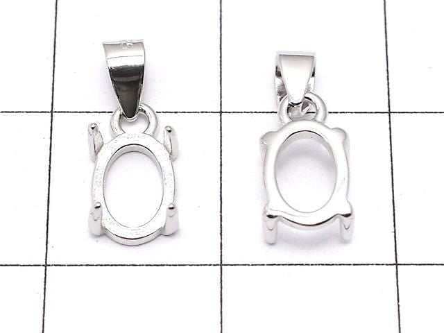 [Video] Silver925 Pendant Frame Oval 7x5mm Rhodium Plated 1pc