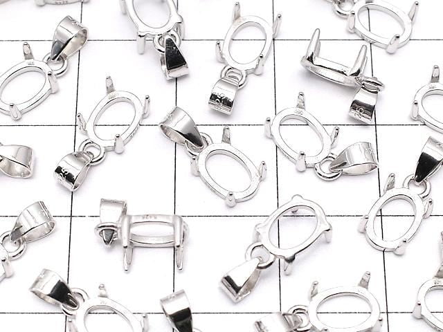 [Video] Silver925 Pendant Frame Oval 7x5mm Rhodium Plated 1pc