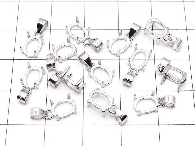 [Video] Silver925 Pendant Frame Oval 7x5mm Rhodium Plated 1pc