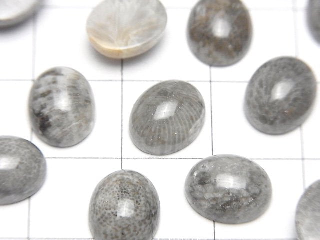 [Video] Moroccan Black Fossil Coral Oval Cabochon 10x8mm 5pcs