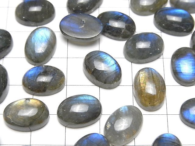 [Video]Labradorite AA++ Oval Cabochon 14x10mm 3pcs