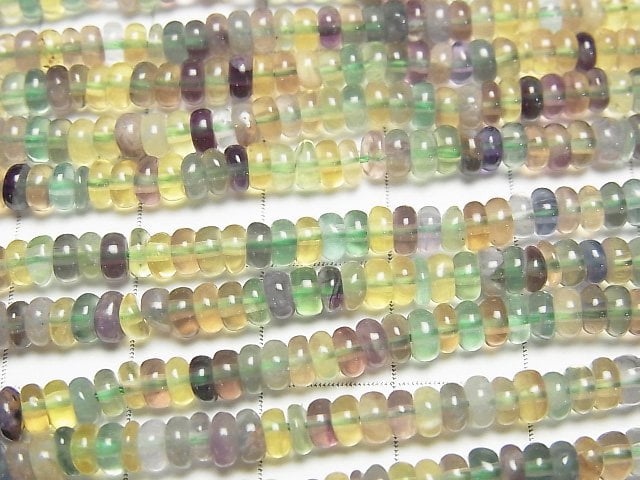 [Video] Multi color Fluorite AAA- Rondelle 4x4x2mm 1strand beads (aprx.15inch/37cm)