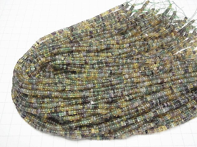[Video] Multi color Fluorite AAA- Rondelle 4x4x2mm 1strand beads (aprx.15inch/37cm)