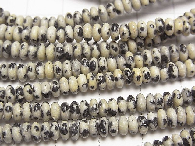 [Video] Dalmatian Jasper Roundel 4x4x2mm 1strand beads (aprx.15inch/37cm)