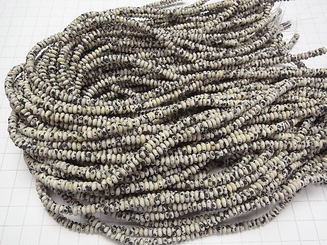 [Video] Dalmatian Jasper Rondelle 4x4x2mm 1strand beads (aprx.15inch/37cm)