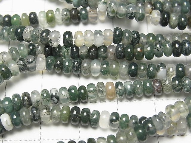 [Video] Moss Agate Rondelle 4x4x2mm 1strand beads (aprx.15inch/36cm)