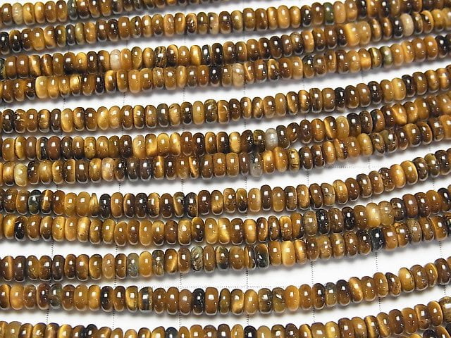 [Video] Yellow Tiger's Eye AA++ Rondelle 4x4x2mm 1strand beads (aprx.15inch/37cm)