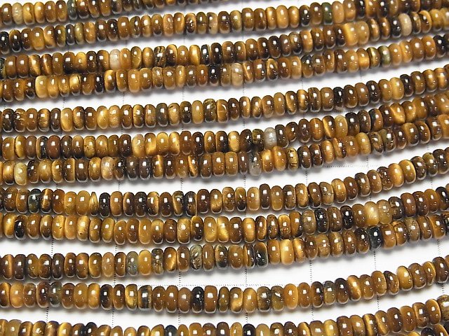 [Video] Yellow Tiger's Eye AA++ Roundel 4x4x2mm 1strand beads (aprx.15inch/37cm)