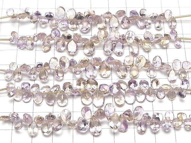 [Video]High Quality Ametrine AAA Pear shape Faceted 1strand (31pcs)