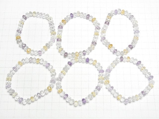[Video]Mixed Stone AAA- Faceted Button Roundel 8x8x5mm Bracelet