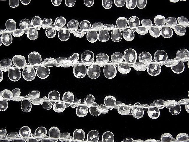 [Video]High Quality Hyalite Opal AAA- Pear shape Faceted Briolette 1strand beads (aprx.7inch/18cm)