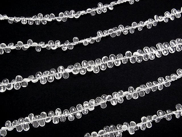 [Video]High Quality Hyalite Opal AAA- Pear shape Faceted Briolette 1strand beads (aprx.7inch/18cm)
