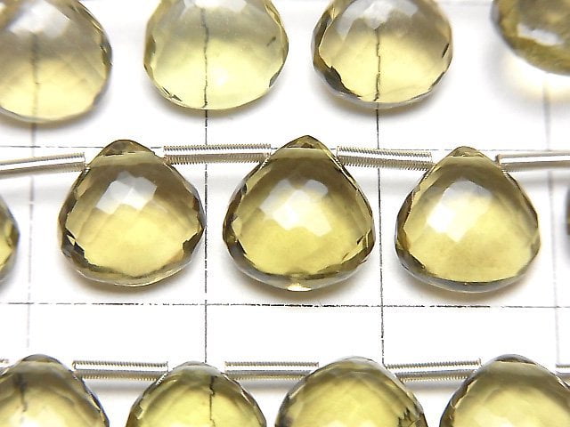 [Video] MicroCut High Quality Olive Quartz AAA Chestnut Faceted Briolette 1strand (8pcs)