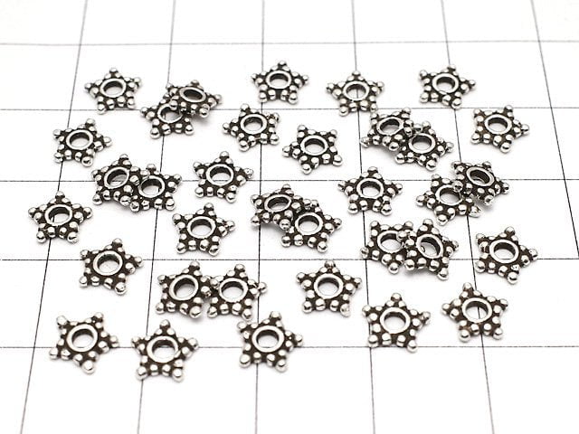 Silver925 Roundel Daisy6x6x1mm Oxidized Finish 5pcs