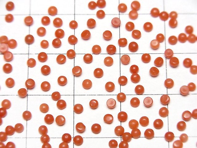 [Video] Sardinian Coral, Red Coral Round Cabochon 2x2mm 10pcs