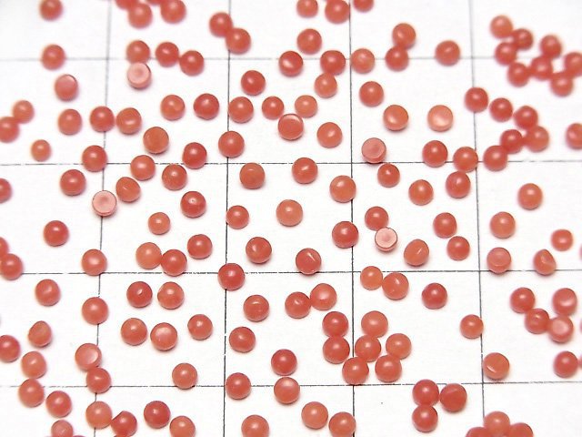 [Video] Sardinian Coral, Red Coral Round Cabochon 2x2mm 10pcs