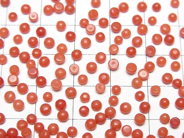 [Video] Sardinian Coral, Red Coral Round Cabochon 3x3mm 5pcs