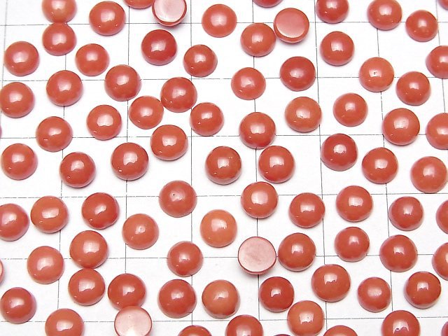 [Video] Sardinian Coral, Red Coral Round Cabochon 6x6mm 1pc