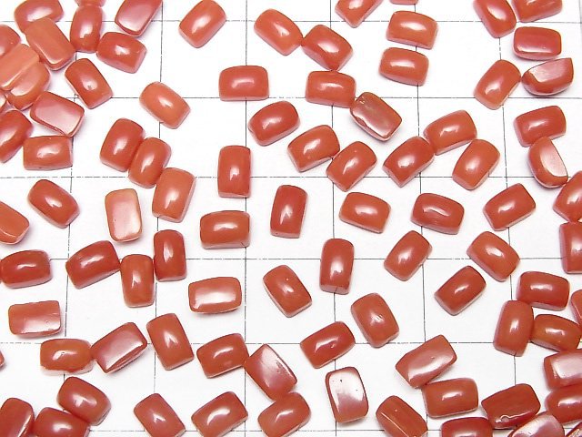 [Video] Sardinian Coral, Red Coral Rectangle Cabochon 6x4mm 2pcs