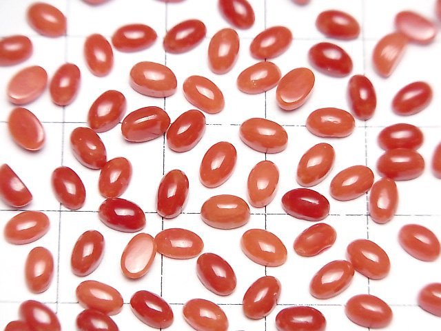 [Video] Sardinian Coral, Red Coral Oval Cabochon 5x3mm 5pcs