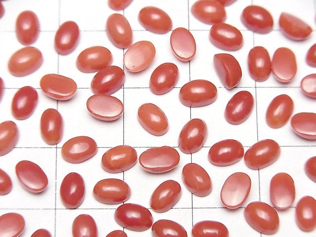 [Video] Sardinian Coral, Red Coral Oval Cabochon 6x4mm 2pcs