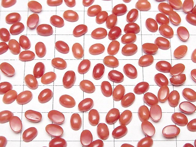 [Video] Sardinian Coral, Red Coral Oval Cabochon 6x4mm 2pcs