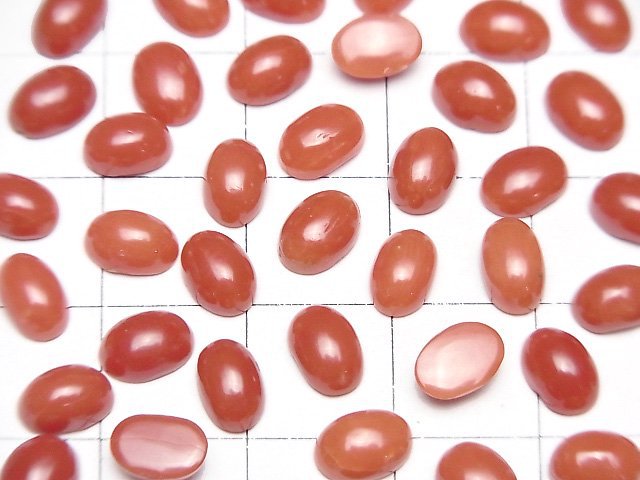 [Video] Sardinian Coral, Red Coral Oval Cabochon 7x5mm 1pc