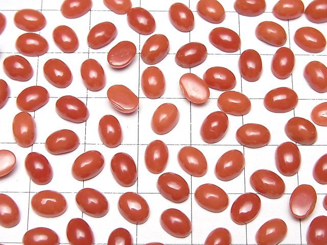 [Video] Sardinian Coral, Red Coral Oval Cabochon 7x5mm 1pc