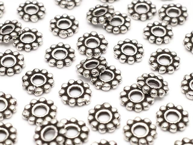 Silver 925 Rondelle Daisy 5.5 x 5.5 x 1 mm Oxidized Finish 5pcs