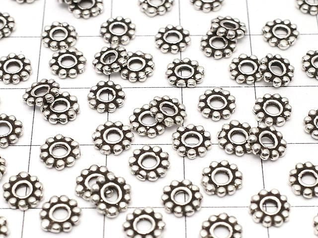 Silver 925 Rondelle Daisy 5.5 x 5.5 x 1 mm Oxidized Finish 5pcs