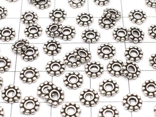 Silver925 Roundel Daisy5.5x5.5x1mm Oxidized Finish 5pcs