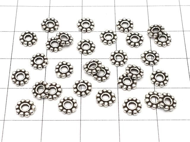 Silver 925 Rondelle Daisy 5.5 x 5.5 x 1 mm Oxidized Finish 5pcs