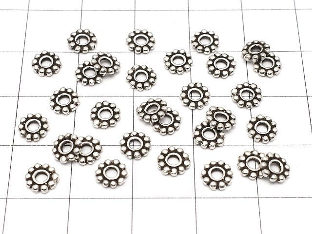 Silver925 Roundel Daisy5.5x5.5x1mm Oxidized Finish 5pcs