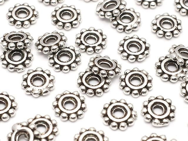 Silver 925 Rondelle Daisy 6x6x1mm Oxidized Finish 5pcs
