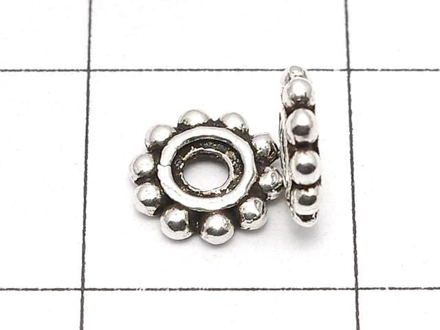 Silver 925 Rondelle Daisy 6x6x1mm Oxidized Finish 5pcs