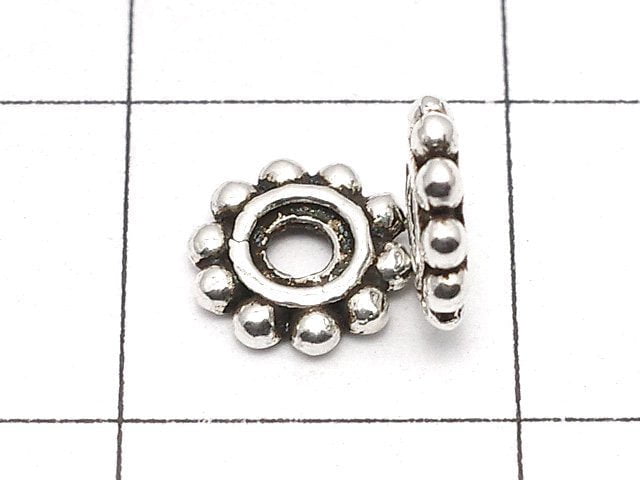 Silver925 Roundel Daisy6x6x1mm Oxidized Finish 5pcs